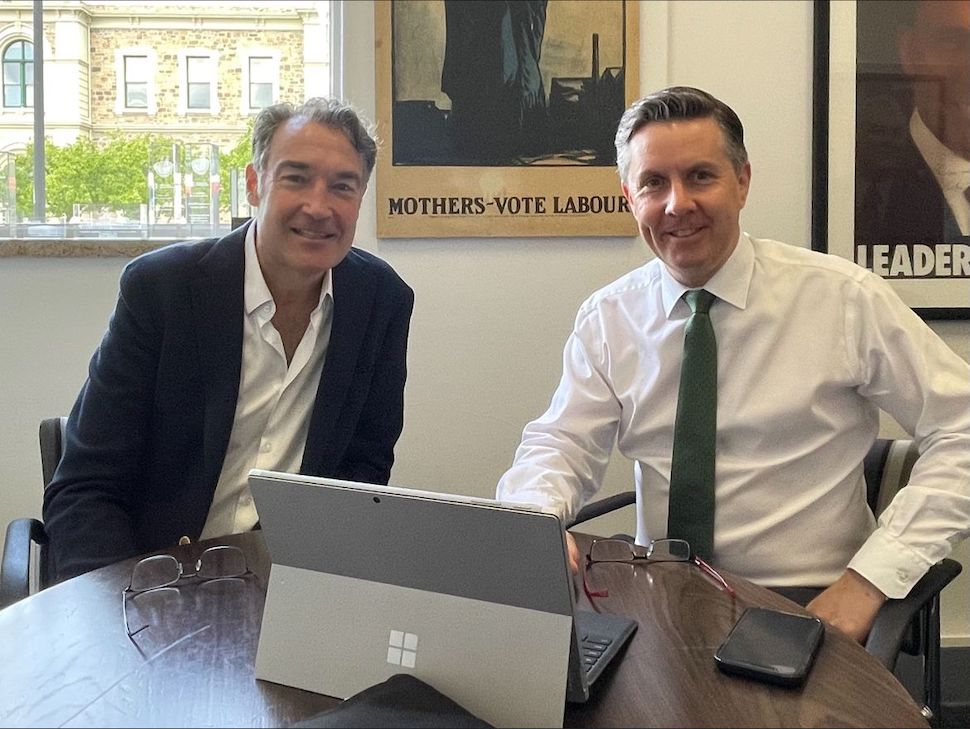 Dr James Muecke (left) with Federal Health Minister Mark Butler.