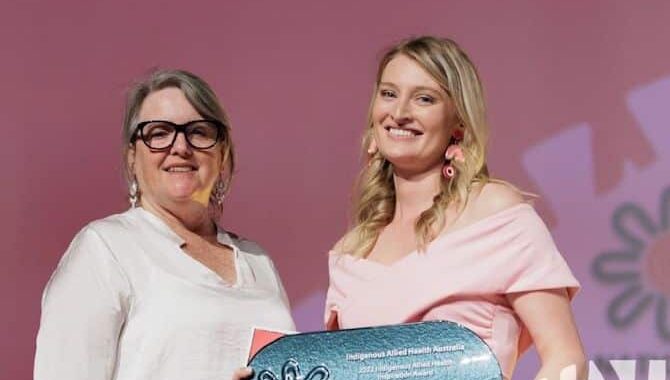 Optometrist Ms Lauren Hutchinson (right) has been awarded an Allied Health Inspiration Award.