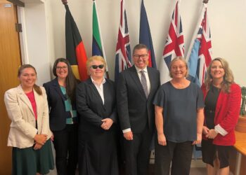 The delegation invovled in securing the new investments, with Vision 2020 Australia CEO Carly Iles (left). Image: Vision 2020 Australia.