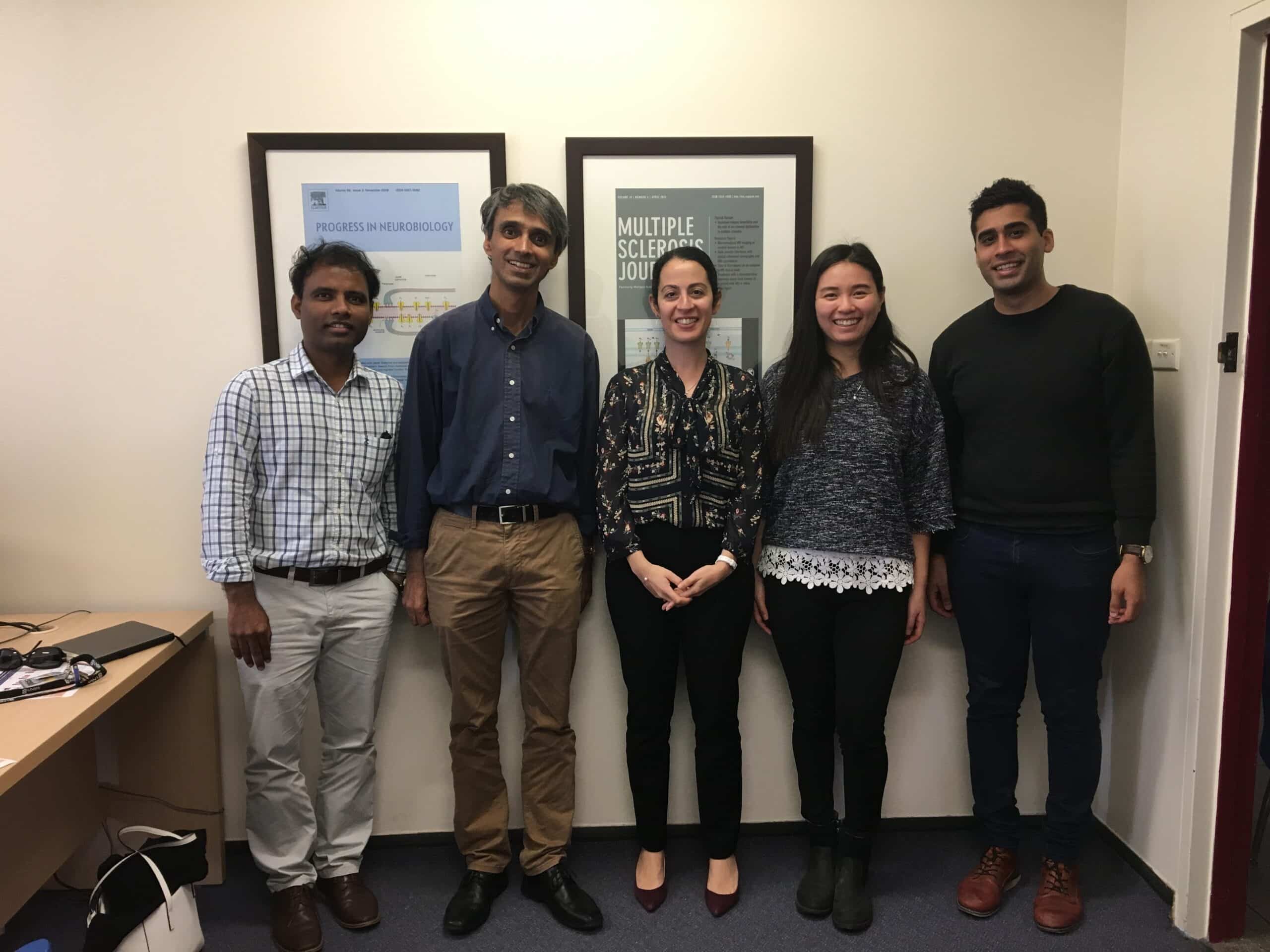 (From left to right) The study’s lead author PdD candidate Mr Shyam Tummanapalli with Arun Krishnan, Maria Markoulli, Aumy Yan and Tushar Issar.