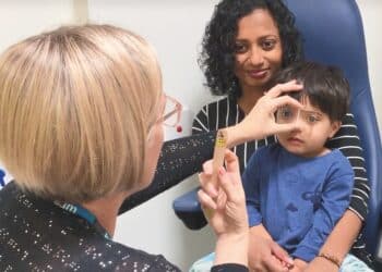 Cathy Lewis, RCH chief orthoptist (left), and Dr Anu Mathew, RCH director of ophthalmology. Image: Cathy Lewis.