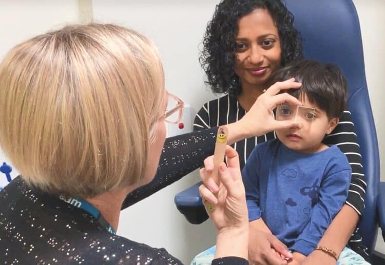 Cathy Lewis, RCH chief orthoptist (left), and Dr Anu Mathew, RCH director of ophthalmology. Image: Cathy Lewis.