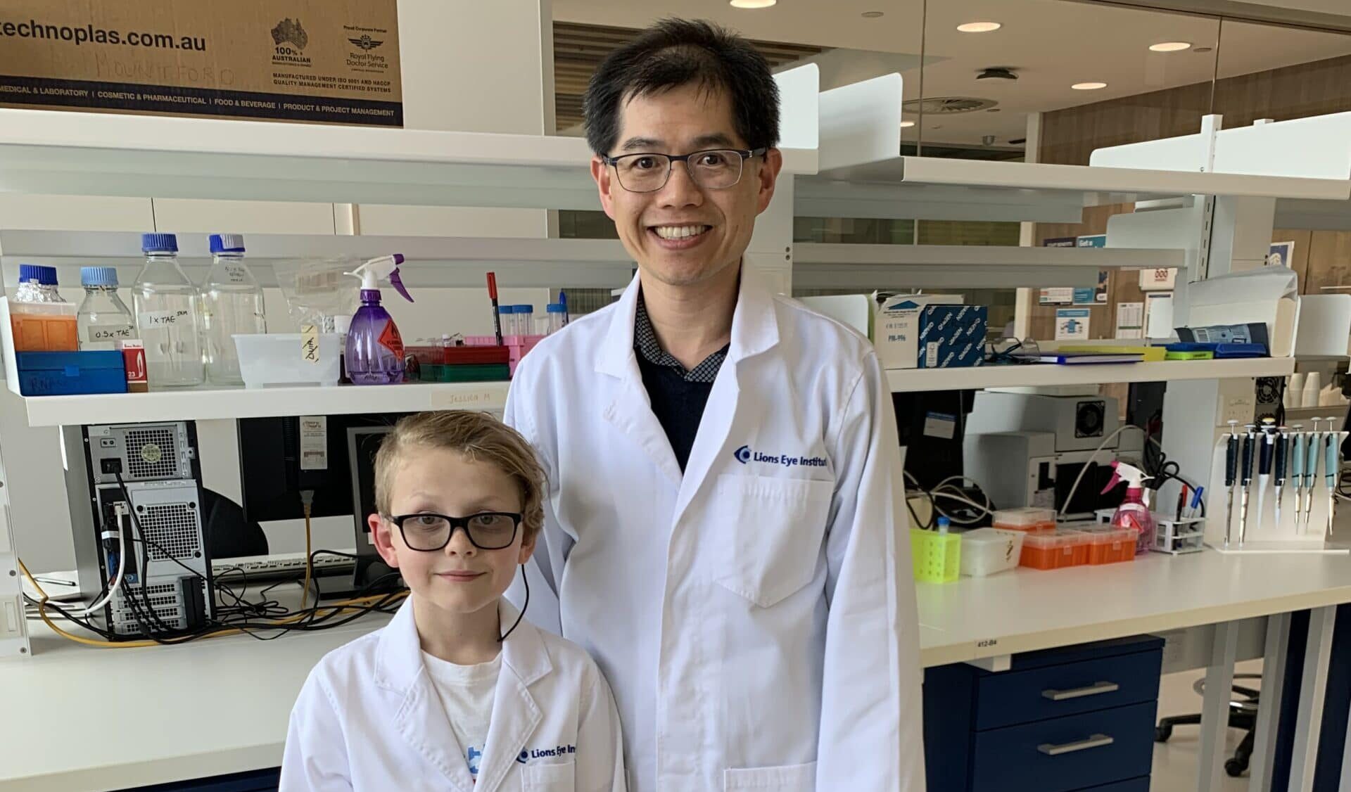 A/Prof Fred Chen with Eamon Doak who has Usher syndrome.
