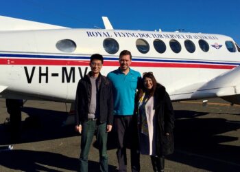 On an outback trip, Dr Helmut Yu (from left), Ben Whitham and Dr Gayatri Banerjee. Image: Ben Whitham.