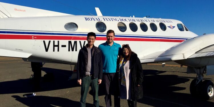 On an outback trip, Dr Helmut Yu (from left), Ben Whitham and Dr Gayatri Banerjee. Image: Ben Whitham.