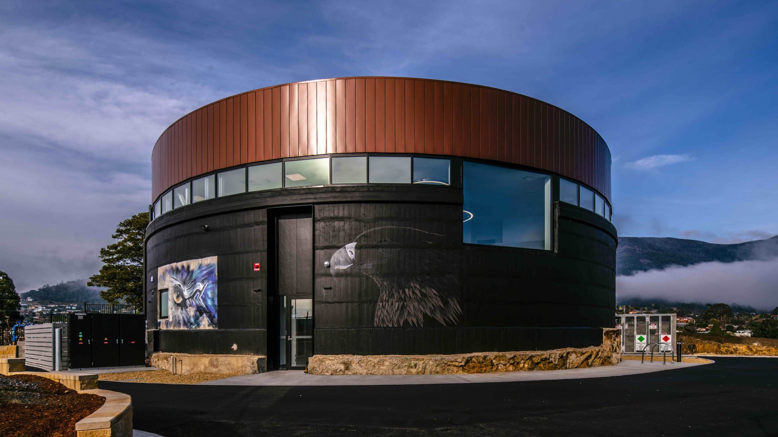 A derelict water tank has been refitted to house the proposed Ophthalmic Gene Therapy Centre in Hobart.