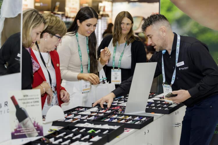 Sales representative Maxime Peyrot presenting the company's global eyewear brands at O=MEGA23. Image: Eyes Right Optical.