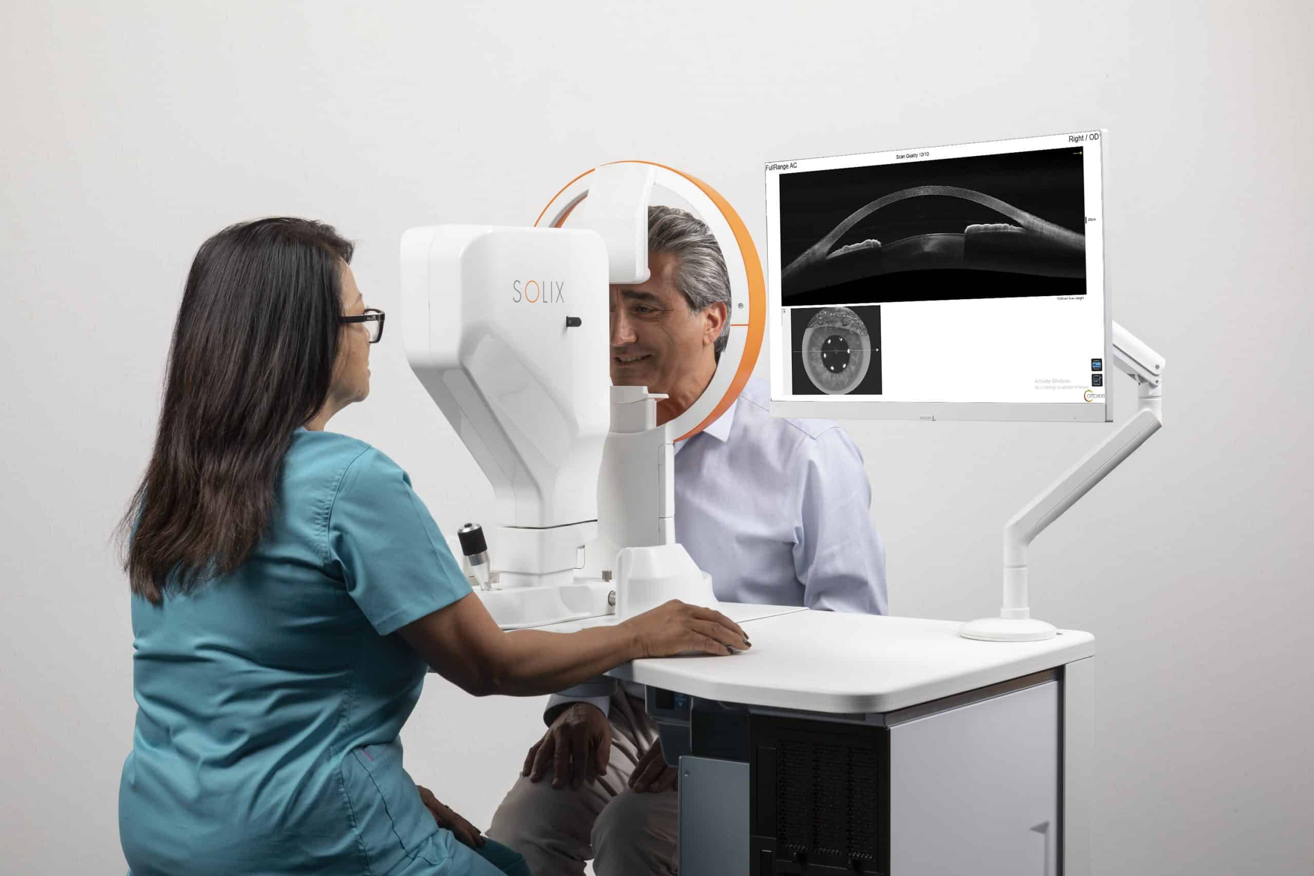 Optovue’s new Solix OCT device combines several ophthalmic diagnostic products and functions.