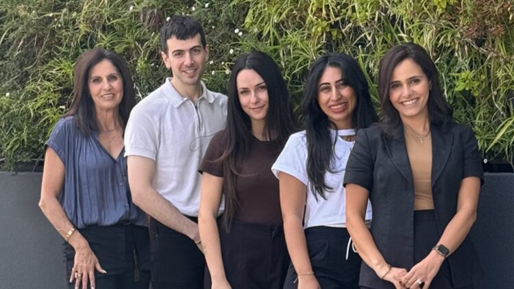 Joanna Rogers (from left), Daniel Meoli, Maria Dhimitri, Merna Michael, and Gina Basily, from Lighthouse Optometrists in Ramsgate, NSW, have joined the G&M network. Image: George & Matilda Eyecare.