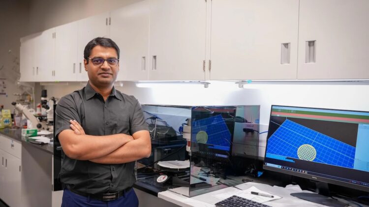 Dr Sayan Ganguly and other researchers have developed a hydrogel to transport medicine through contact lenses. Image: University of Waterloo.