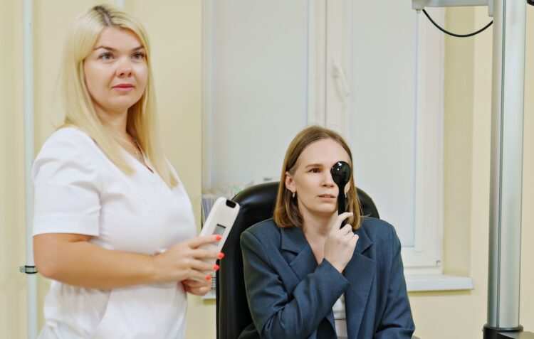 An ordinary eye examination and associated communication can be mentally exhausting for some people with dementia. Image: Andrey Sayfutdinov/Shutterstock.com.