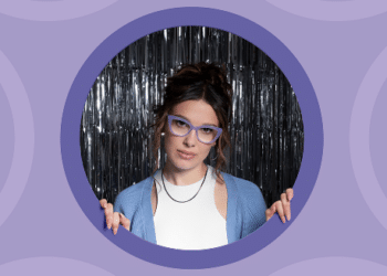 Actress Millie Bobby Brown wears glasses from her new collection. Image: Specsavers.