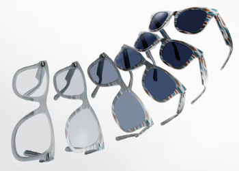 The frames on these glasses change colour when exposed to light. Image: EssilorLuxottica.