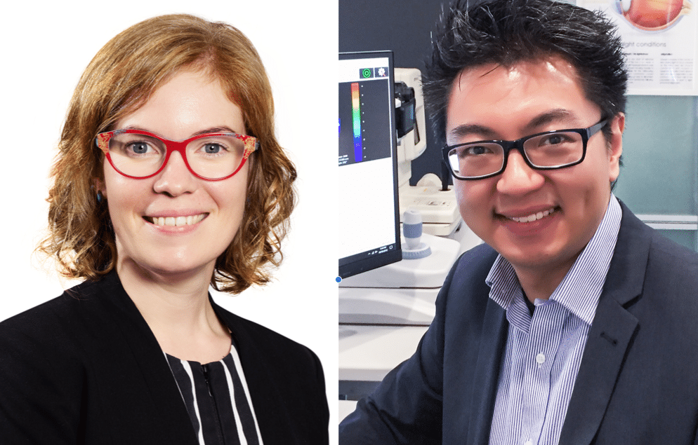 Queensland optometrist Dr Kate Gifford (left) and Melbourne's Dr Philip Cheng.